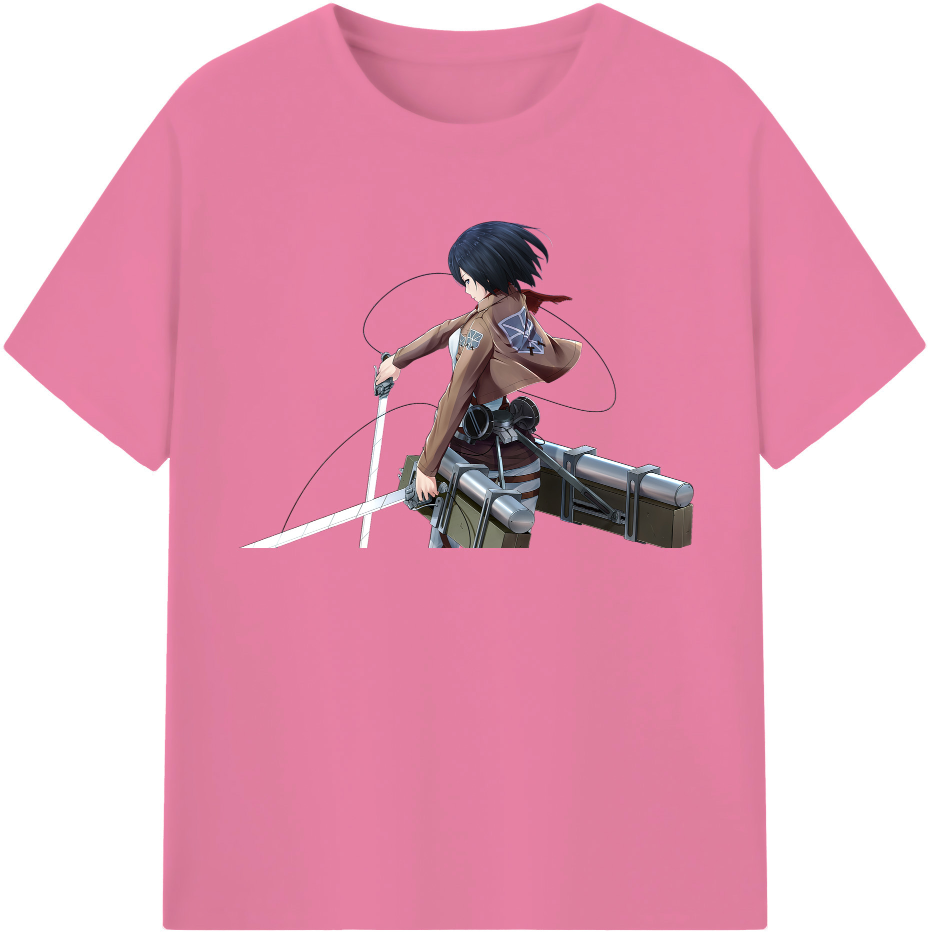 （画像用） 進撃の巨人 ミカサ·アッカーマン Attack on Titan Mikasa Ackerman 綿100％半袖Tシャツ（フロントプリント）
